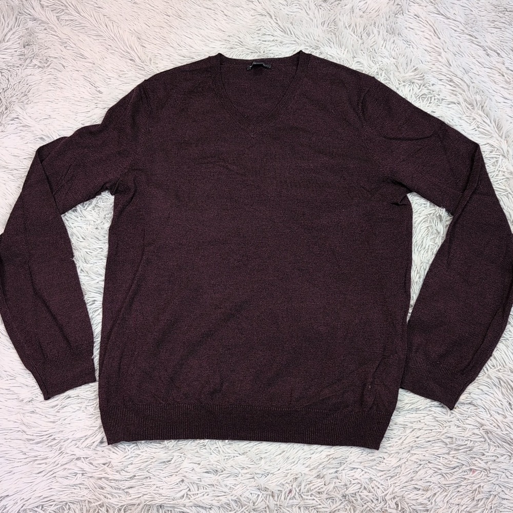 Gap Sweater Mens M Purple Merino Wool Comfort Casual Preppy V Neck